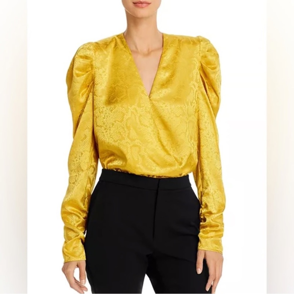 WAYF | Yellow Snake Pattern Silk Top